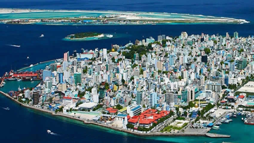 Aerial view of Mal, the capital of Maldives. Mal is also called King's Island.