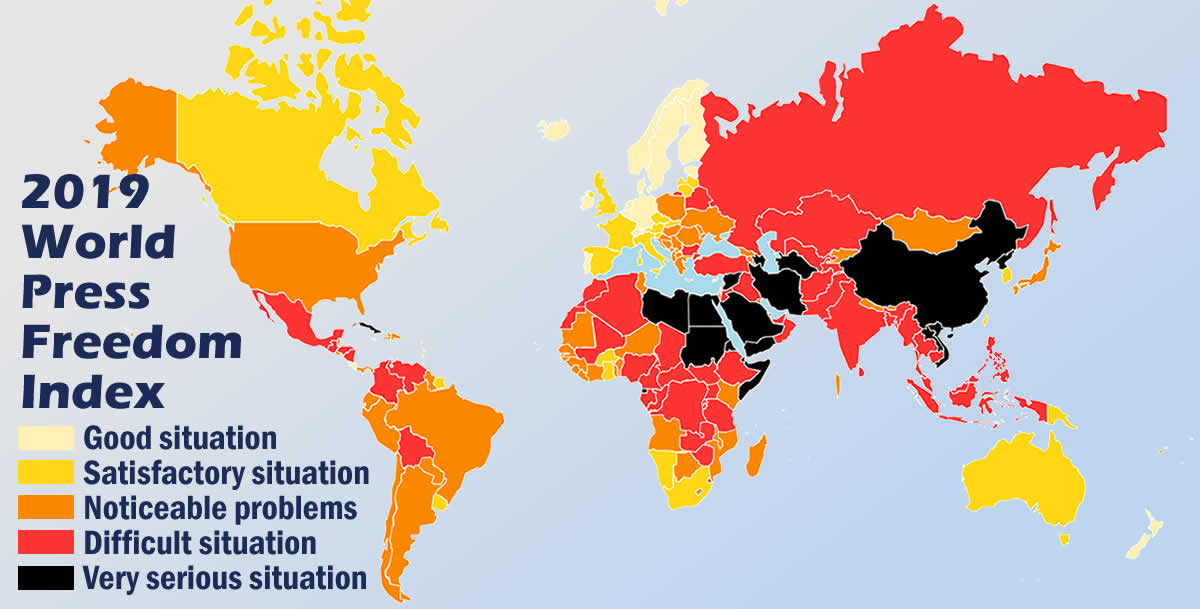 2018 World Press Freedom Index. Graphic by Karte: NordNordWest, Lizenz