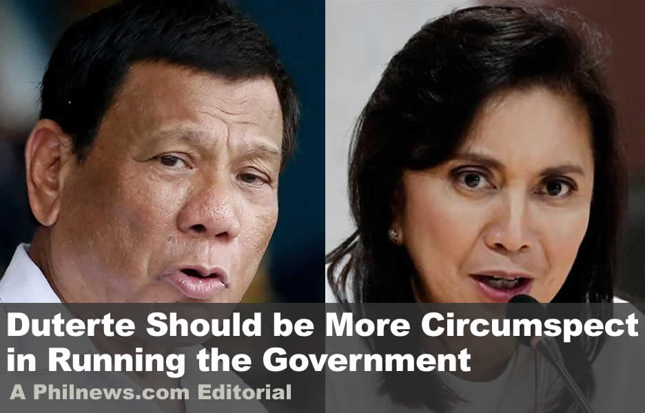 Duterte Should be More Circumspect in Running the Government